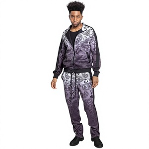 <b>Slim</b> Fit Gym SweatSuit Sublimation Spandex/Polyester Breathable Two-piece Tracksuit Custom Color Windproof Plus Size Men's - Product Image 1