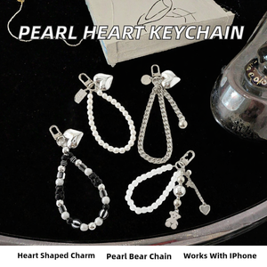 Cadena de Perlas Personalizada para Teléfono, Colgante, Llavero, Amuleto de Corazón y Oso, Decoración para Teléfono Móvil para iPhone - Product Image 2