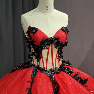 5735 <b>Glitter</b> <b>Red</b> Sweetheart Bonding Gothic Quinceanera Dress With Vest - Product Image 5