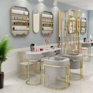 Japanese Style Marble Nail Art <b>Table</b> Chair Double-Layer Wrought Iron Single Double <b>Tables</b> Internet Popular Design Nail Art Shops - Product Image 2