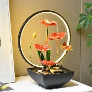 Humidificador Creativo con Flujo de Agua y Anillo LED, Cuatro Flores de Loto, Decoración de Escritorio para Oficina, Aromaterapia Táctil - Product Image 2