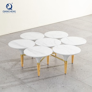 Guangdong muebles de gama alta mesa de centro blanca con 201 # cepillado champán oro Acero inoxidable madera de Fresno alto brillo <span class=keywords><strong>LAC</strong></span> - Product Image 4