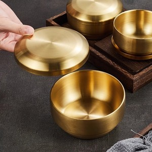 Korean Style 304 Stainless Steel Rice Bowl With Lid Double Layer Airtight Home Use Soup Children Cooking Kimchi Bowl - Product Image 1