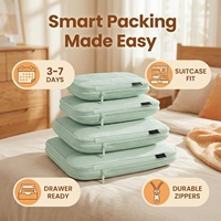 Lot de 4 cubes de compression légers pour voyages, organisateurs de bagages avec maille respirante et double fermeture éclair pour bagages à main et valises