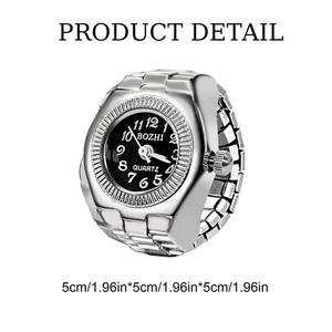 Vintage Punk doigt montre Mini bracelet élastique alliage montres Couple anneaux bijoux horloge rétro romain Quartz montre anneaux femmes hommes - Product Image 6