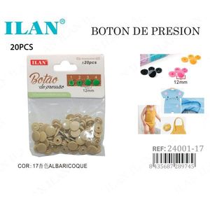 Bottoni a pressione Ilan 12mm colore albicocca 20 pezzi per abbigliamento e artigianato - Product Image 1