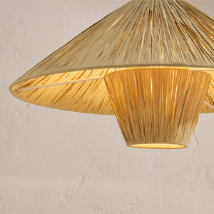 Lampe suspendue moderne minimaliste en forme de champignon, tissée à la main, E27, LED ronde, pour hôtels, restaurants, auberges de style japonais, chambres à coucher - Product Image 1