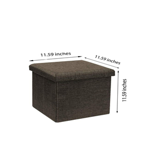 Pouf Cube Lin Petite Table Basse Repose-pieds <span class=keywords><strong>Tabouret</strong></span> Siège Pliant Jouets <span class=keywords><strong>Coffre</strong></span> Pliable pour Enfants d'extérieur Marron Ottoman - Product Image 3