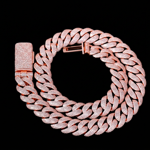 High Quality Hip Hop <b>Ice</b> <b>Out</b> Fine Jewelry Rose/White Diamond 20MM 925 Sterling Silver Moissanite Miami Cuban Link <b>Chain</b> Necklace - Product Image 1