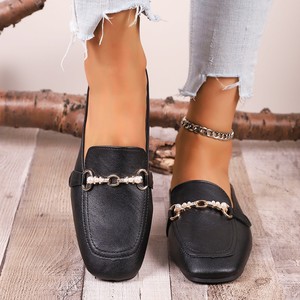 2025 nuevo verano punta cerrada media moda mocasines planos de gran tamaño zapatillas de Color sólido - Product Image 2