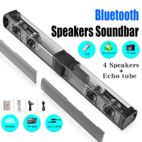 Soundbar BS36 untuk TV, Soundbar dengan Bluetooth/USB/AUX, Peningkat Volume Otomatis, Soundbar 2 in 1 yang Dapat Dilepas untuk TV/PC/Gaming/Proyektor