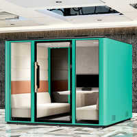 Cabine de réunion insonorisée pour 6 personnes, classe affaires, avec verre feuilleté et ventilateur d'air pour bureau