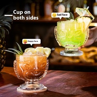 Tasse à Cocktail Tiki en Verre Transparent Épaissi Créatif, Bar Zombie, Coupe à Vin en Métal pour Fête Grimace Tasse à Boisson Froide