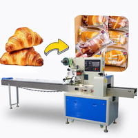 Machine d'emballage automatique pour croissants, mini-gâteaux, boulangerie, emballage de nourriture, machine d'emballage de flux, machine d'emballage de type coussin