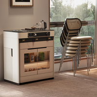 Meuble de Rangement pour Salle à Manger, Table Îlot de Cuisine Intégrée, Usage Domestique, Extensible et Pliable, Multifonctionnel pour Petit Appartement, Comptoir de Bar