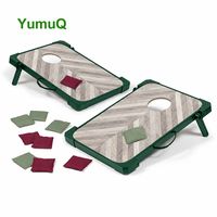 YumuQ Ensemble de jeux 3-en-1 personnalisé : Bean Bag, Cornhole, Tic Tac Toe et Lancer d'anneaux pour jeux de jardin et sorties en plein air