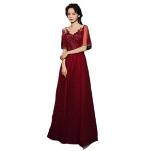 Red Long Wedding Dress A-Line Chiffon With Beading Sweetheart Neckline Vintage Style For Bride Spring Engagement Gown - Product Image 5