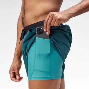 Pantalones Cortos Deportivos Negros para Hombre, de Cintura Alta, con Bolsillo para Entrenamiento, 2 en 1, con Forro, de 7 Pulgadas - Product Image 5