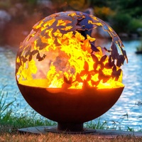 Boule de foyer décorative découpée au laser pour le camping, portable, pour l'extérieur, en acier résistant aux intempéries avec revêtement en poudre