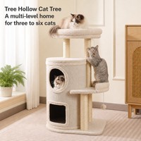 Arbre à chat double couche fabriqué en Chine avec baril en sisal, plateformes multiples, peu encombrant, résistant aux griffures, sans perte de fibres