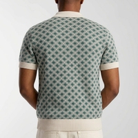 Pull tricoté personnalisé pour homme, en coton jacquard, style polo, à manches courtes, avec motif, pour l'été