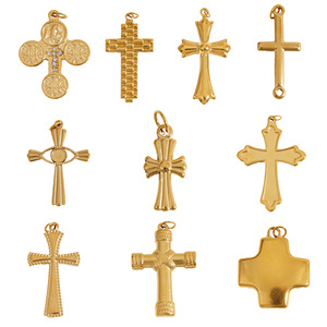 Cross Pendant Accessories Stainless Steel Gold Plated For Necklace Making Mixed Shapes Geometric Design D42 D76 - Product Image 1