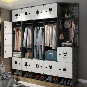 ตู้เก็บของพับได้สำหรับเด็กตู้เสื้อผ้าทรงลูกบาศก์พลาสติกแบบเรียบง่ายใช้ในครัวเรือน - Product Image 3