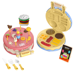 Fun DIY Hamburger Food Cake Putty Machine Plastic Colored <b>Clay</b> Play Dough <b>Set</b> with Cutters for Kids - Product Image 1