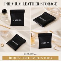Pochette de rangement pour bijoux en cuir PU noir de luxe avec logo, sac magnétique personnalisé de haute qualité pour bracelets, bagues et colliers en cuir PU