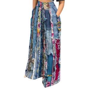 <span class=keywords><strong>Pantaloni</strong></span> Larghi Stampati da Donna Multicolore Stile Boho Patchwork Casual <span class=keywords><strong>con</strong></span> Tasche - Product Image 4