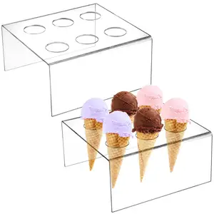Support d'affichage de magasin de support de crème glacée en acrylique support de support acrylique affichage de cône de gaufre pour les supports de cône de fête