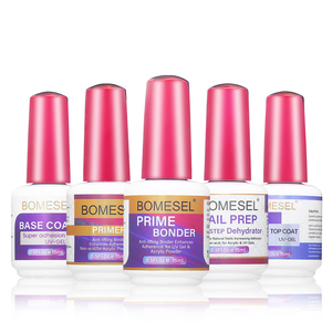 Bomesel Primer Base Coat Super Adhesion, Top Coat Templado, Gel UV, Preparador de Uñas, Deshidratador 0.5fl.oz. (15ml) - Product Image 1