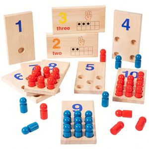 Jeu éducatif en bois double face pour enfants : Tableau de correspondance numérique, addition, soustraction et calcul avec bâtonnets - Product Image 1