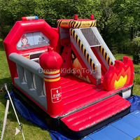 Camion de pompiers Station de moteur Château sautant Maison de rebond Pompiers gonflables Château plein d'entrain Toboggan Combo Videur de pompier
