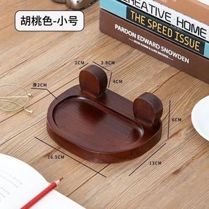 Solid Wood Storage Tray Oval Shape With Partitions <b>Desktop</b> Organizer For Pens And Keys - Product Image 2