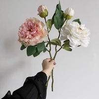 Grandes pivoines artificielles luxueuses, style peinture à l'huile vintage, pour la décoration de salon, accessoires photo