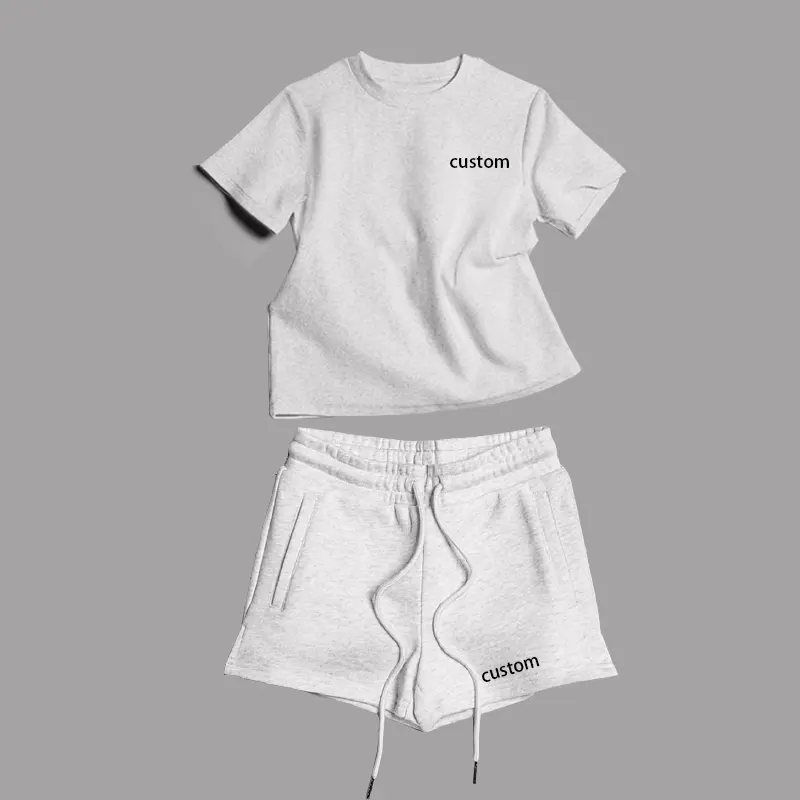 Ensemble de survêtement de printemps pour enfants t-shirt oversize short cargo en coton éponge ensemble court 2 pièces unisexe streetwear pour enfants