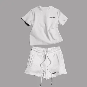 Bahar çocuk eşofman takımı boy Tee gömlek T Terry pamuk kargo şort rahat 2 parça kısa Set Unisex çocuk Streetwear