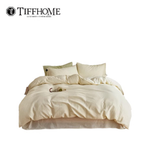 Ánh Sáng Màu Vàng Tinh Khiết Bong Bóng Gạc Bốn Mảnh Tấm Ga Giường Đặt Siêu Mềm Da Thân Thiện Duvet Bìa Bộ Đồ Giường Phong Cách Hiện Đại - Product Image 2