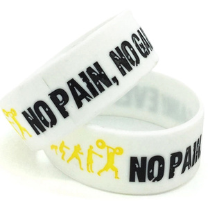 कोई दर्द कोई लाभ सिलिकॉन Wristband वाइड बैंड आदर्श वाक्य रबर कंगन चूड़ी Wristband - Product Image 4