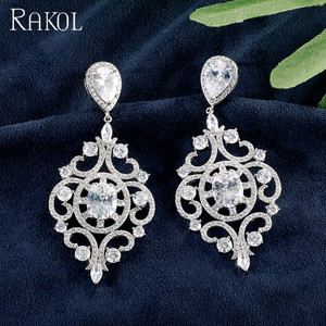 RAKOL EP2320 Mujer Color Grande Micro Pave Zirconia Lujo Fiesta Compromiso Boda Pendientes - Product Image 4