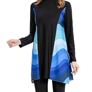 Burkini Hijab uni avec fermeture éclair OEM, grande taille, maillot de bain islamique musulman, couvrant imperméable avec imprimé, style bikini à coupe haute devant - Product Image 6