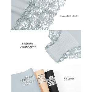 Ropa interior de encaje para mujer, bragas de talle medio, paquete de 5, estilo básico sin costuras - Product Image 5