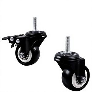 Rueda Giratoria Industrial Negra con Base Plana y Freno, Rodillo Direccional Fijo para Equipos - Product Image 4