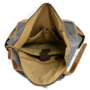 Мужская дорожная сумка-рюкзак из канваса и кожи Crazy Horse, ретро-рюкзак для ноутбука - Product Image 5