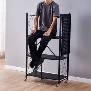 وحدات رفوف معدنية قابلة للطي خفيفة الوزن مضادة للصدأ بأربعة مستويات للمطبخ - Product Image 3