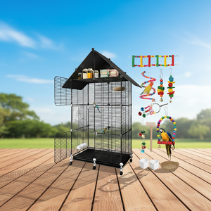 Jaula para Pájaros <span class=keywords><strong>de</strong></span> Interior y Exterior, Color Dorado, Jaula para <span class=keywords><strong>Jilgueros</strong></span>, Jaula para Pájaros <span class=keywords><strong>de</strong></span> Color Blanco Dorado, Jaula para Pájaros Verde y Negra, Jaula Resistente - Product Image 1