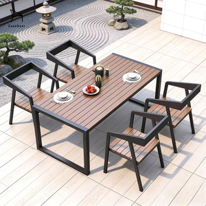 Supplier Eco-Friendly Durable <strong>Coffee</strong> Shop <strong>Garden</strong> Outdoor Dining Set Modern Metal Wood <strong>Table</strong> and Chair for Courtyard Balcony - Product Image 1
