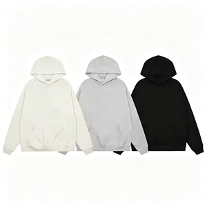 เสื้อฮู้ดดี้ผู้ชายคุณภาพสูง ทรงโอเวอร์ไซส์ ผ้าฟลีซหนานุ่ม ไหล่ตก สีพื้น แต่งลายตัวอักษรยางแบบคลาสสิก สไตล์สตรีทแวร์ - Product Image 2