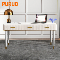 Puruo Coiffeuse de luxe nordique avec tabouret et miroir, bureau de maquillage, bureau informatique, table de toilette pour chambre à coucher